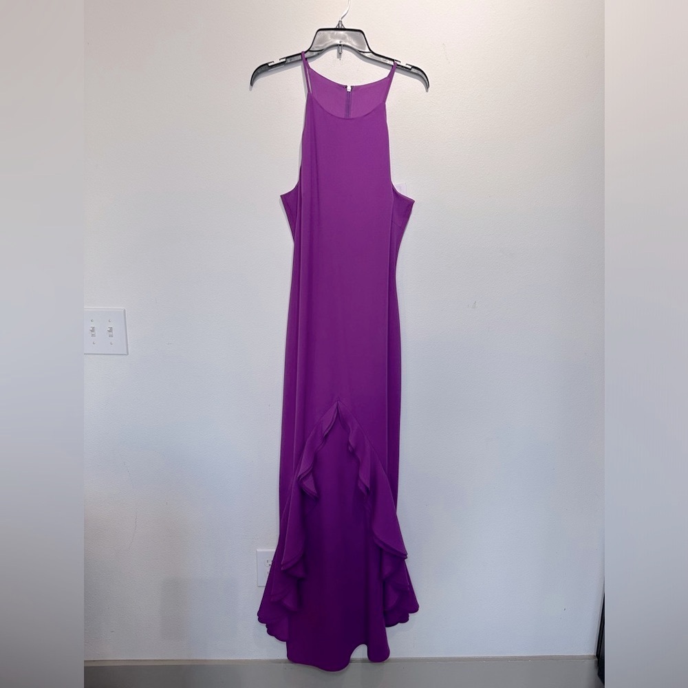 NEVER WORN!! BELLE BADGLEY MISCHKA Purple Ruffled Fish Tail Mermaid Gown